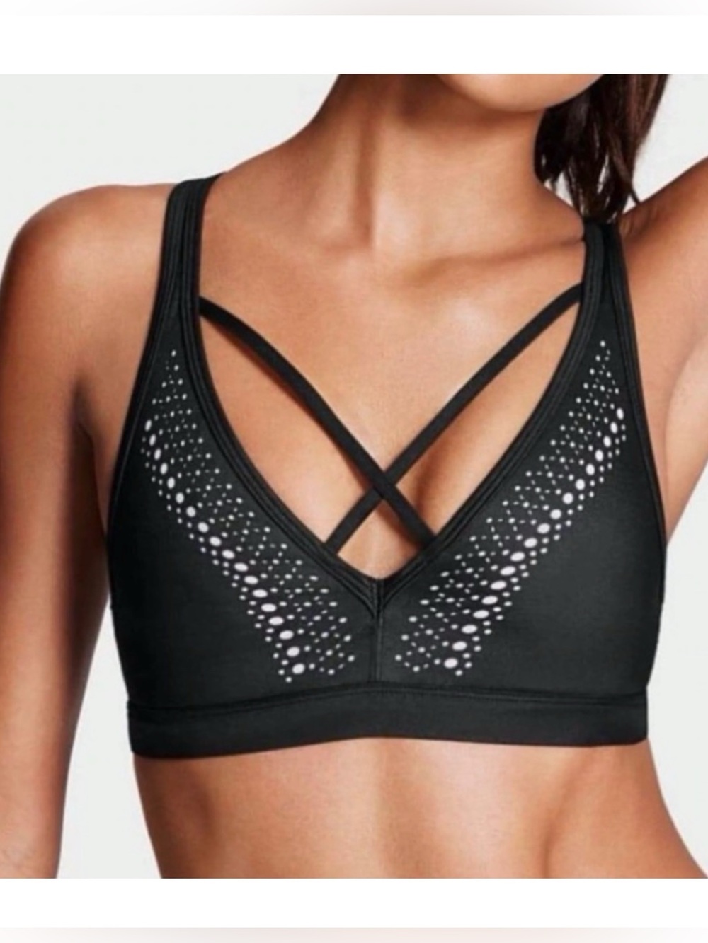 Strappy Black V-Neck Performance Victoria Sports Bra